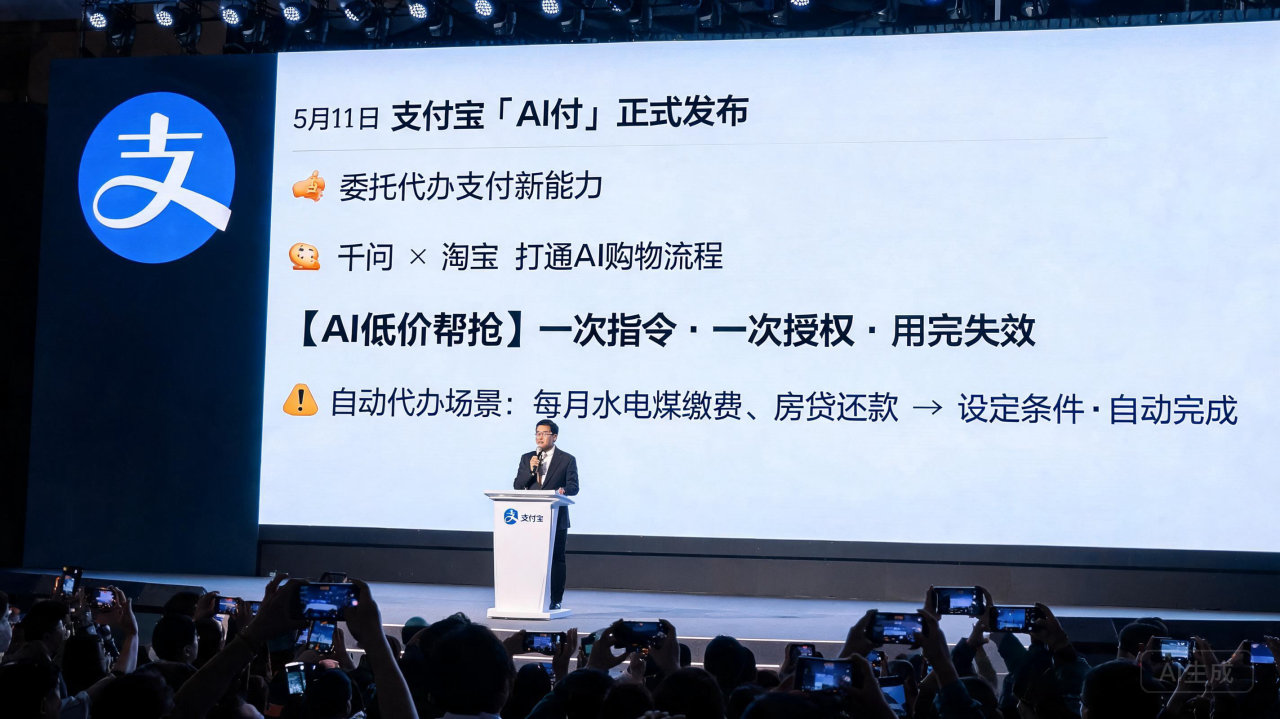 支付宝“AI付”发布新能力，支持淘宝AI购物实现“AI代买”
