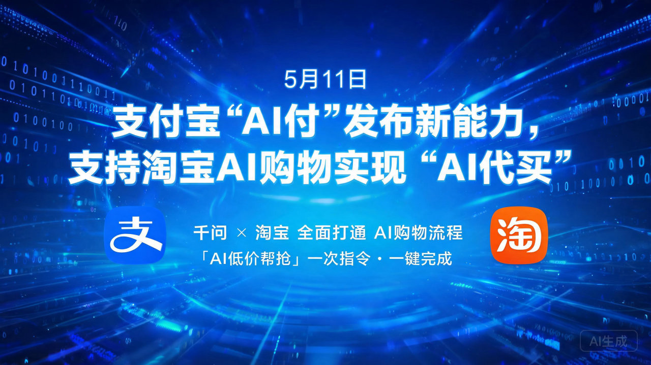 支付宝“AI付”发布新能力，支持淘宝AI购物实现“AI代买…