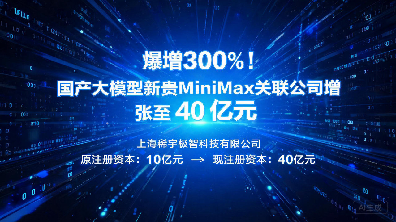爆增300%！国产大模型新贵MiniMax关联公司增资至 …