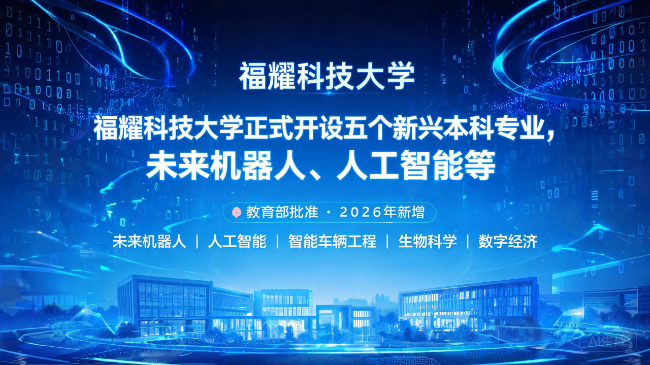福耀科技大学正式开设五个新兴本科专业，未来机器人、人工智能…