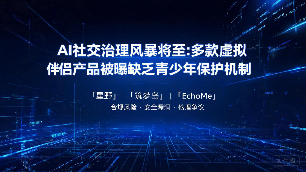 AI社交治理风暴将至:多款虚拟伴侣产品被曝缺乏青少年保护机…