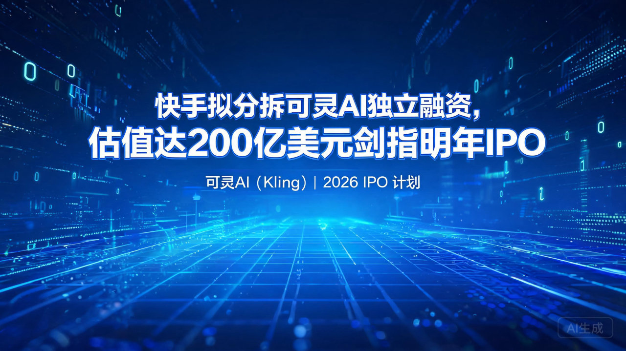 快手拟分拆可灵AI独立融资，估值达200亿美元剑指明年IP…
