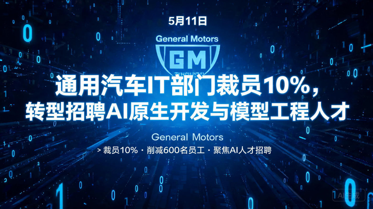 通用汽车IT部门裁员10%，转型招聘AI原生开发与模型工程…