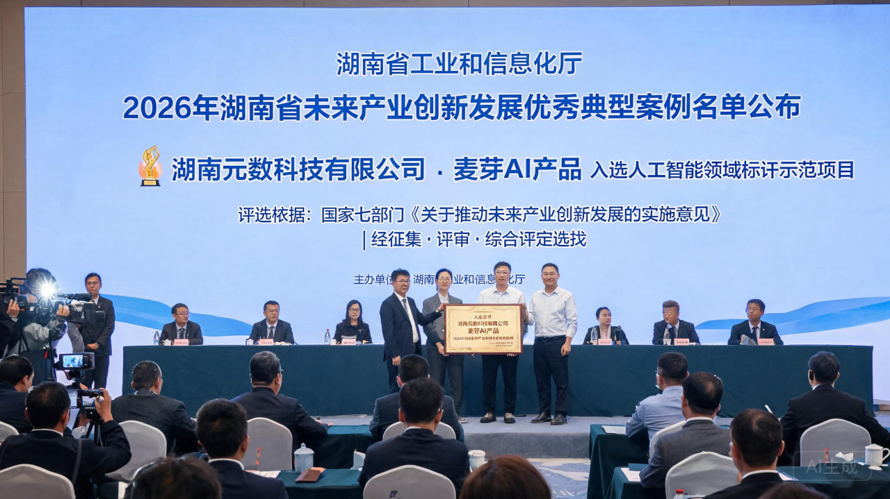 麦芽 AI 入选省级优秀典型案例！湖南元数科技领跑未来产业新赛道
