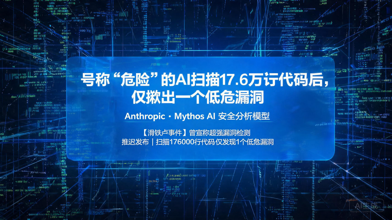 号称“危险”的AI扫描17. 6 万行代码后，仅揪出一个低…