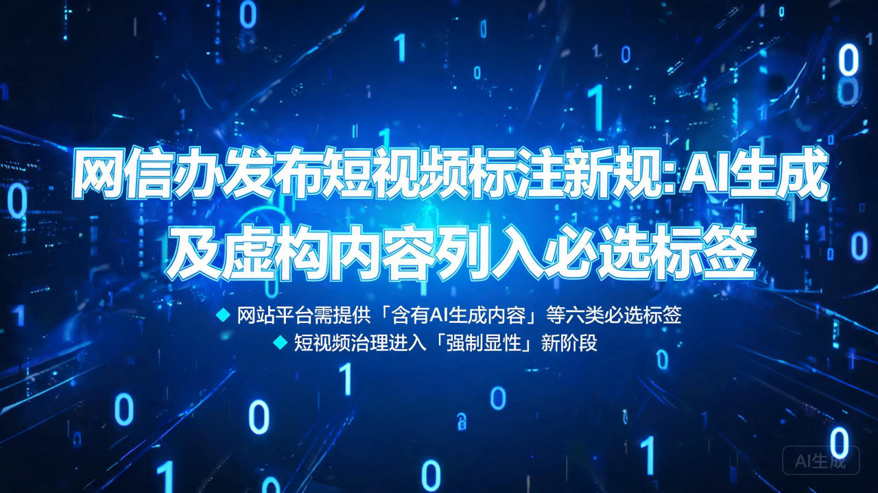 网信办发布短视频标注新规:AI生成及虚构内容列入必选标签