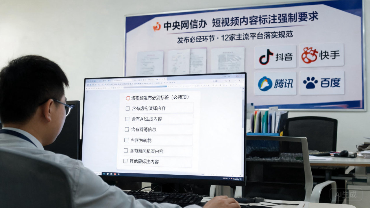 网信办发布短视频标注新规:AI生成及虚构内容列入必选标签