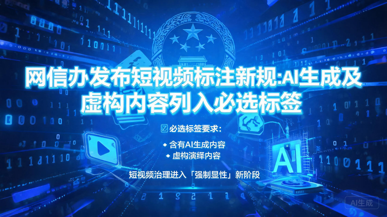 网信办发布短视频标注新规:AI生成及虚构内容列入必选标签