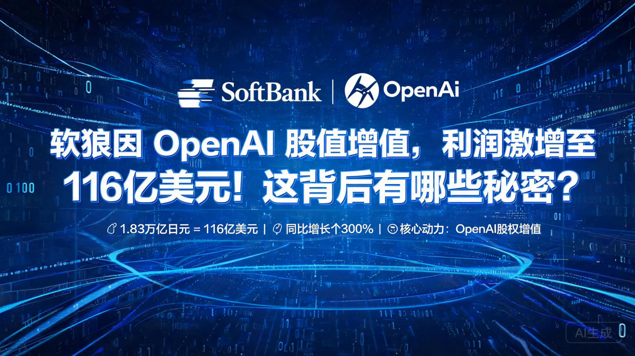软银因 OpenAI 股权增值，利润激增至 116 亿美元…