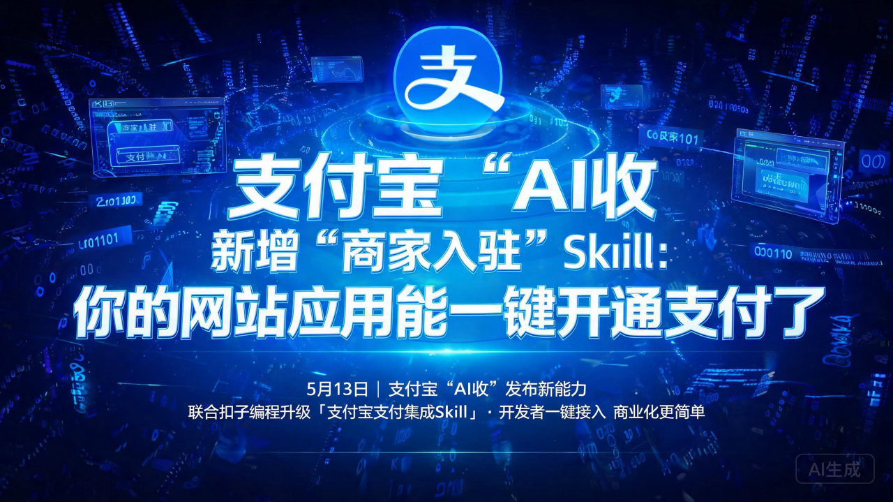 支付宝“AI收”新增“商家入驻”Skill：你的网站应用能…