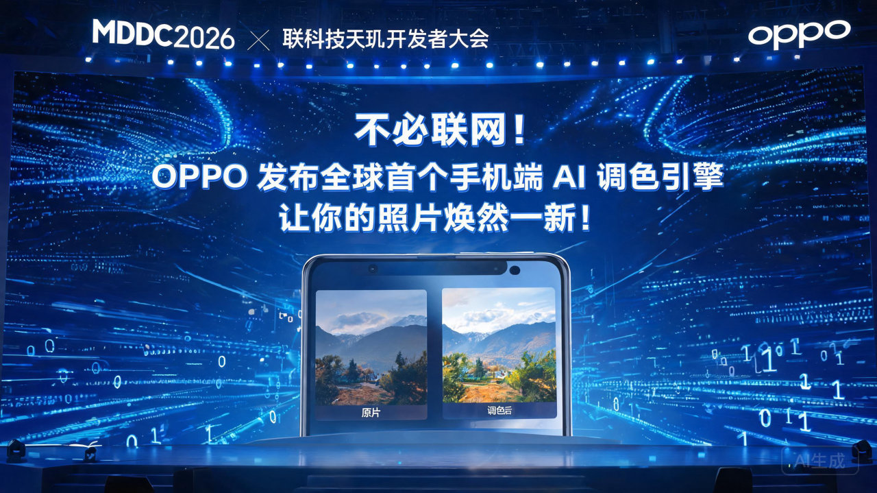 不必联网！OPPO 发布全球首个手机端 AI 调色引擎，让…