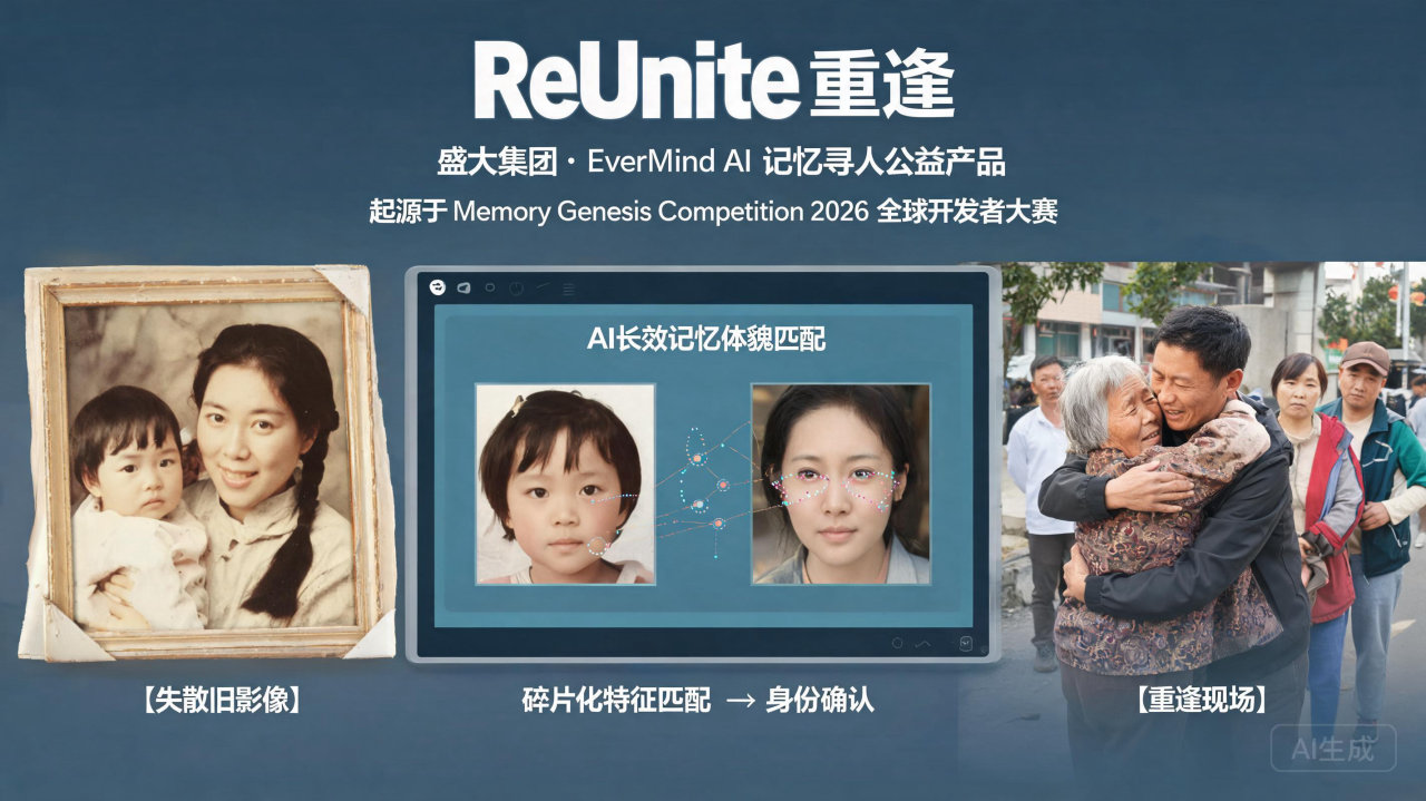 盛大EverMind斥资300万孵化ReUnite:利用AI大模型长期记忆技术助力全球寻亲
