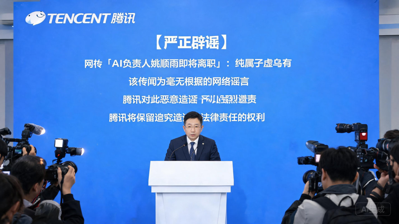 ​腾讯发布声明严正辟谣“AI一号位将离职”传言
