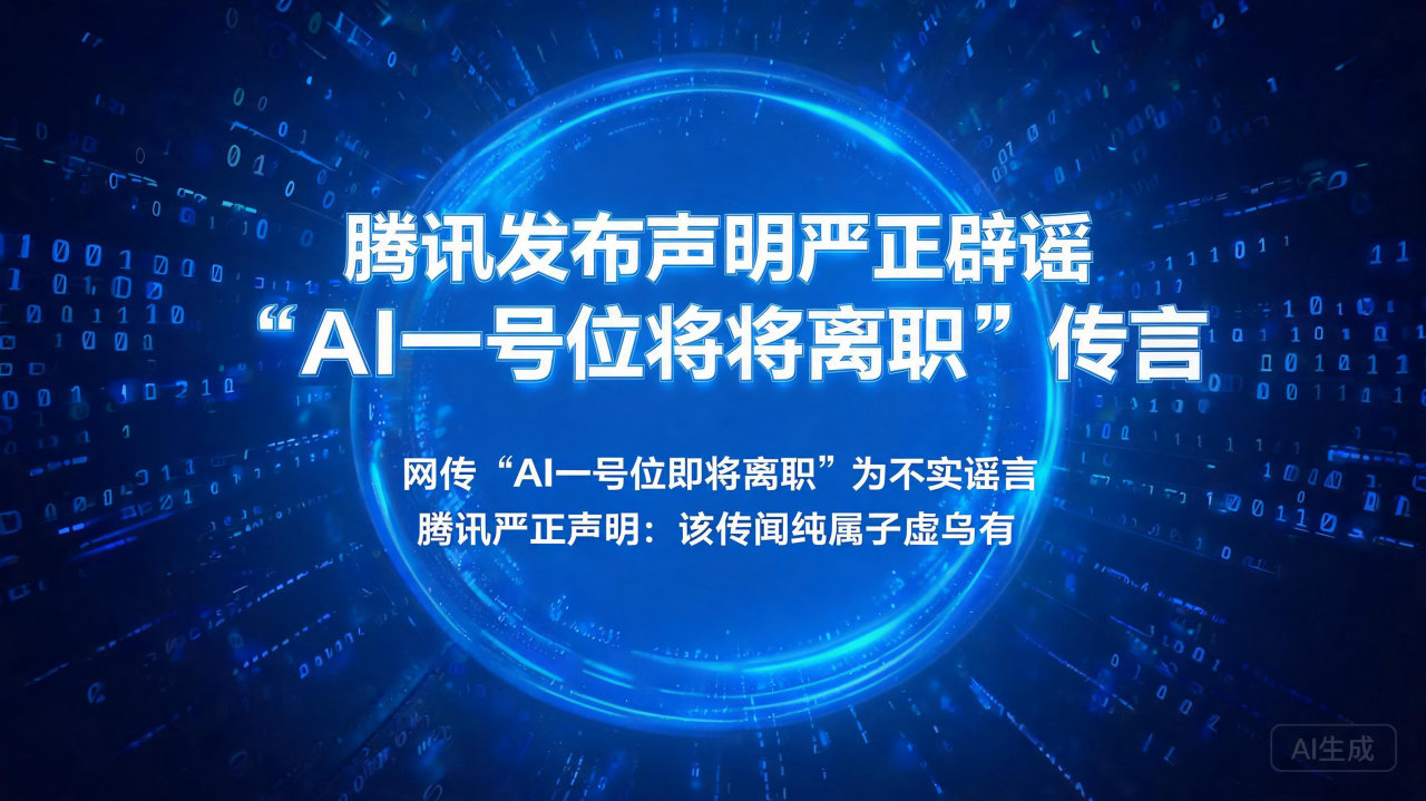 ​腾讯发布声明严正辟谣“AI一号位将离职”传言