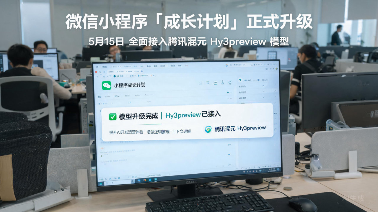 微信宣布小程序成长计划正式接入Hy3 preview
