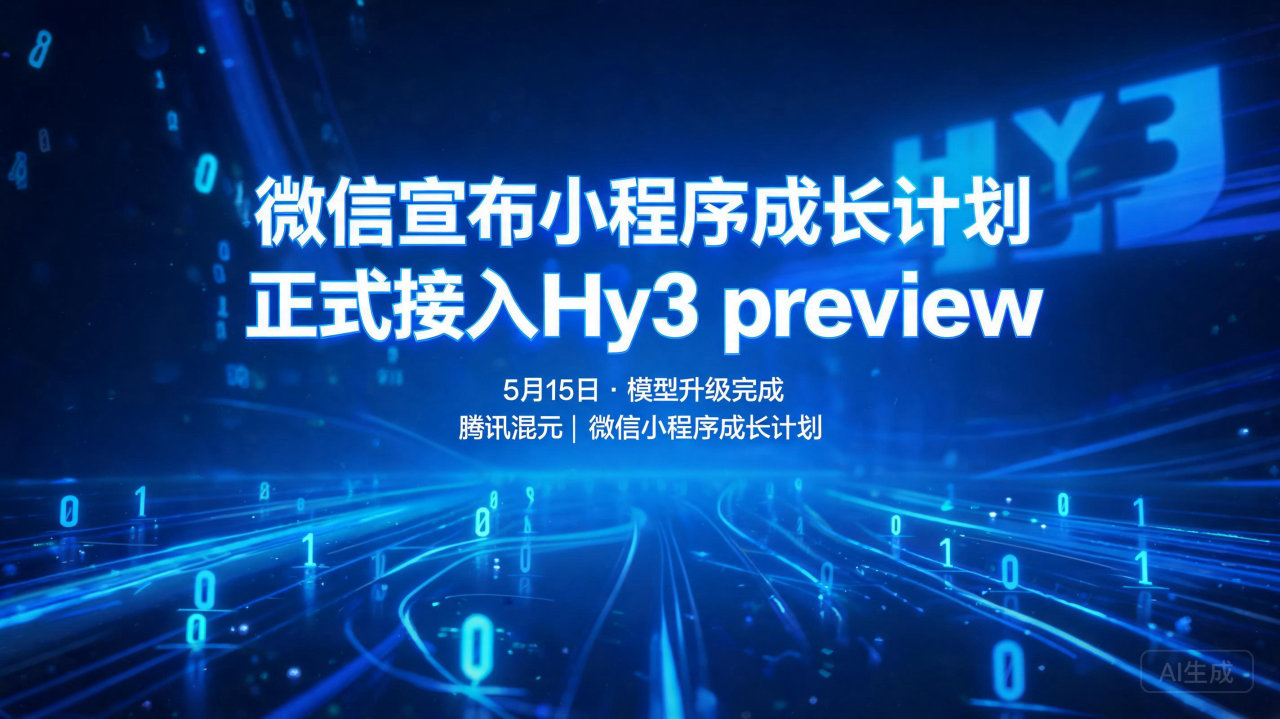微信宣布小程序成长计划正式接入Hy3 preview