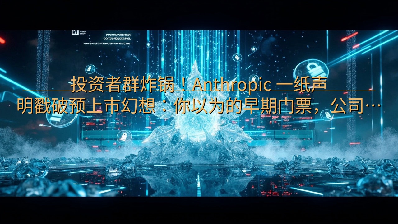 投资者群炸锅！Anthropic 一纸声明戳破预上市幻想：…