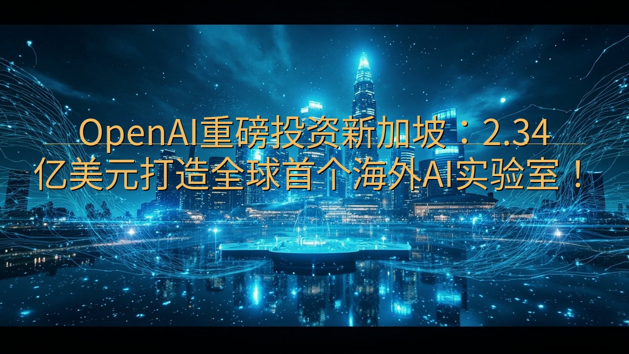 OpenAI重磅投资新加坡：2.34 亿美元打造全球首个海…