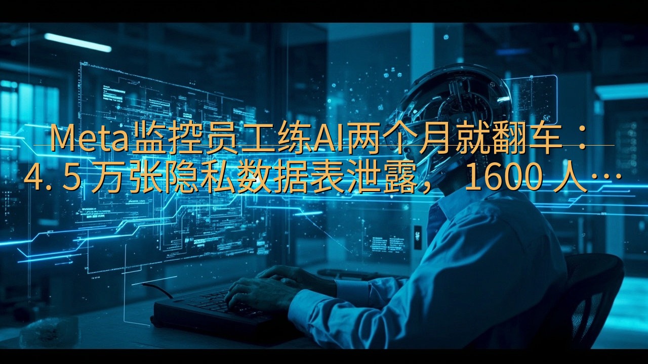Meta监控员工练AI两个月就翻车：4. 5 万张隐私数据…