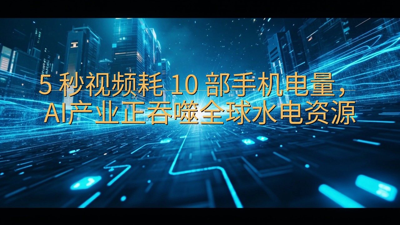 5 秒视频耗 10 部手机电量，AI产业正吞噬全球水电资源