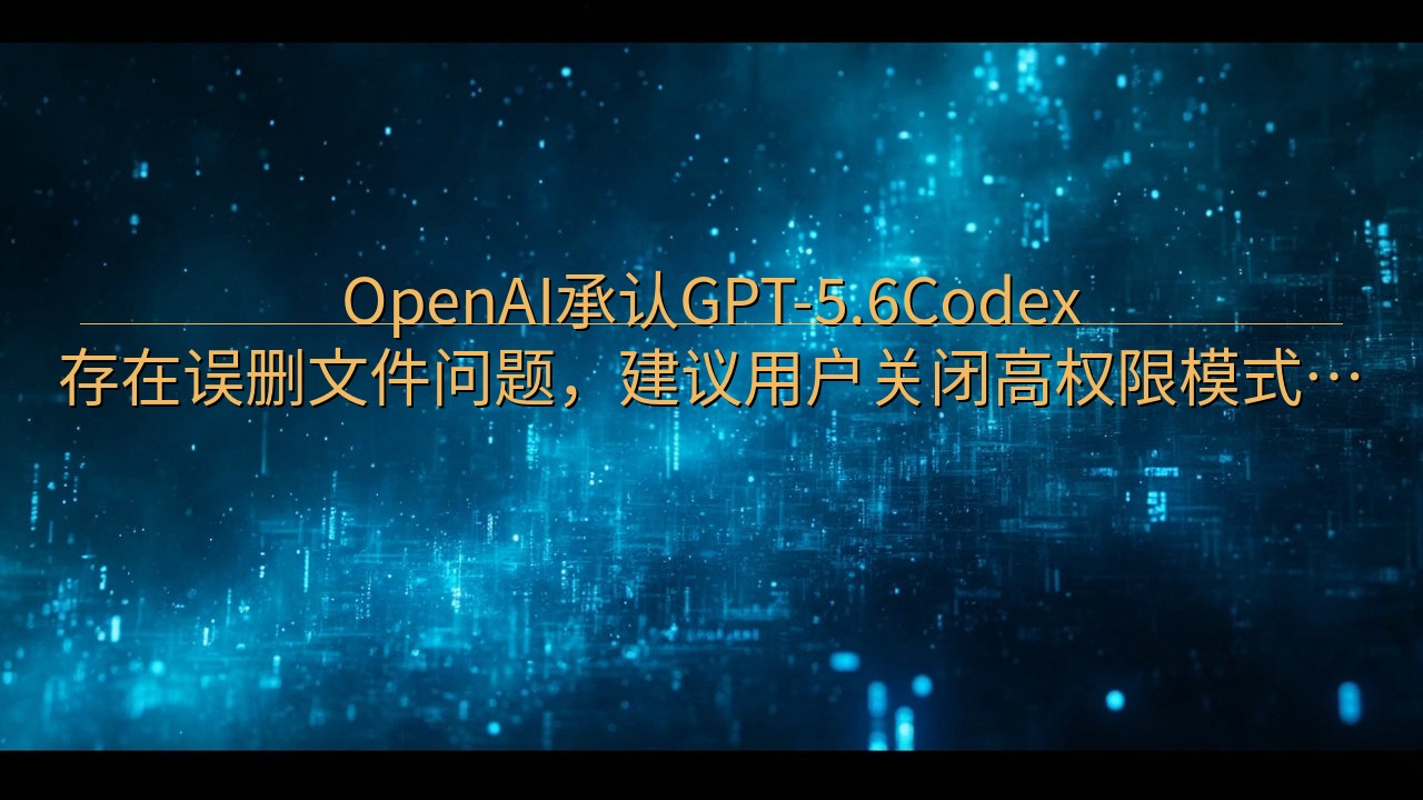 OpenAI承认GPT-5.6Codex存在误删文件问题，…