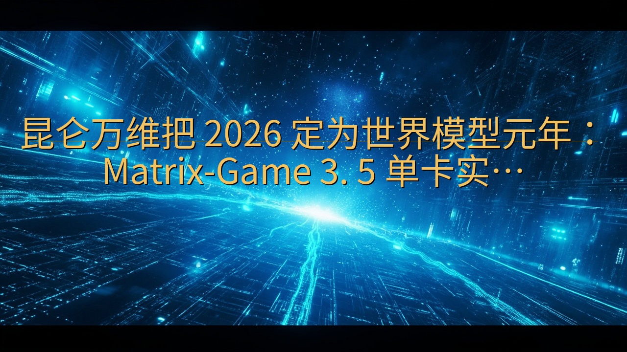昆仑万维把 2026 定为世界模型元年：Matrix-Ga…