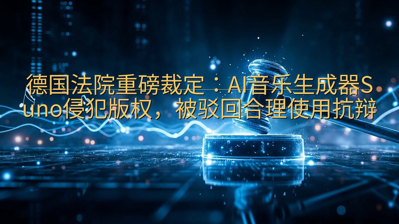 德国法院重磅裁定：AI音乐生成器Suno侵犯版权，被驳回合…
