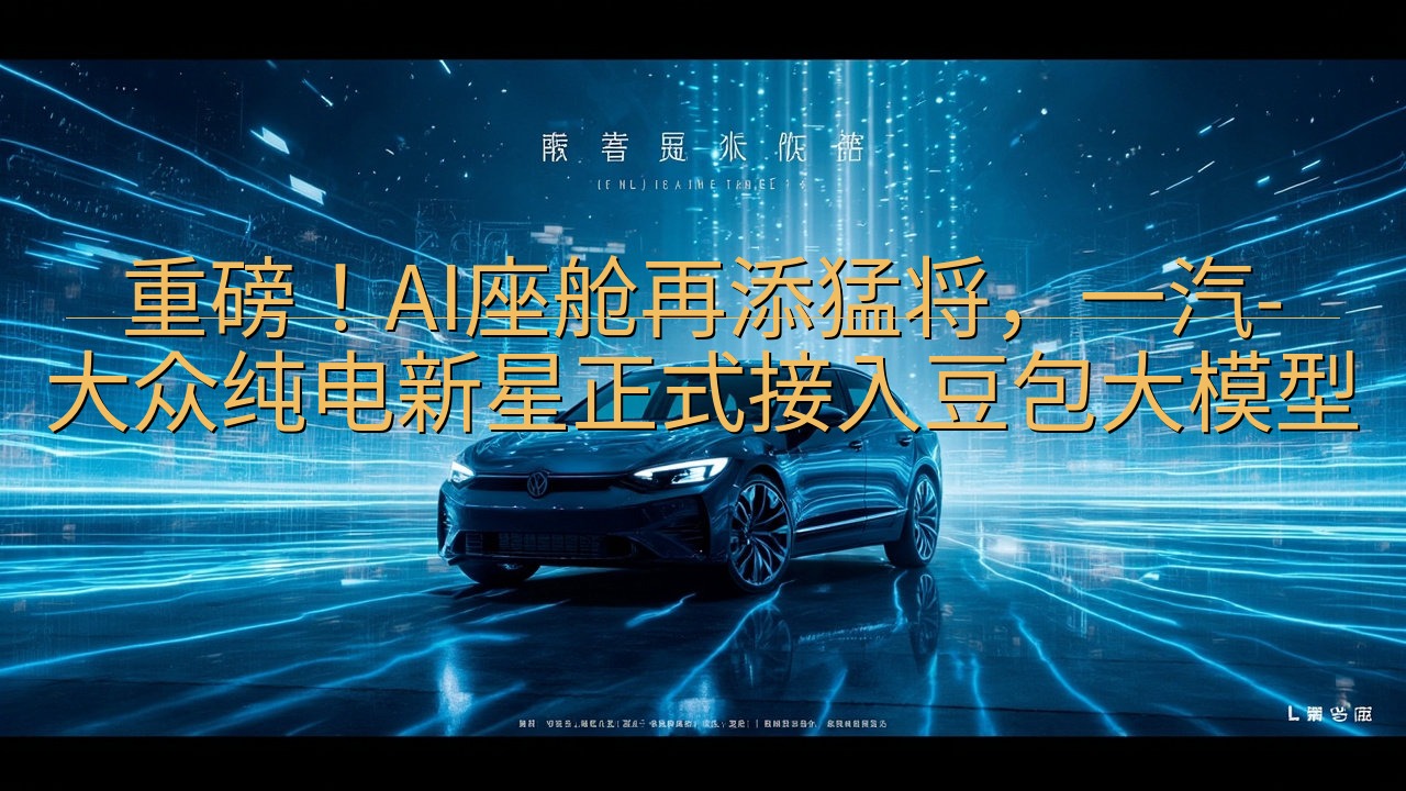 重磅！AI座舱再添猛将，一汽-大众纯电新星正式接入豆包大模…