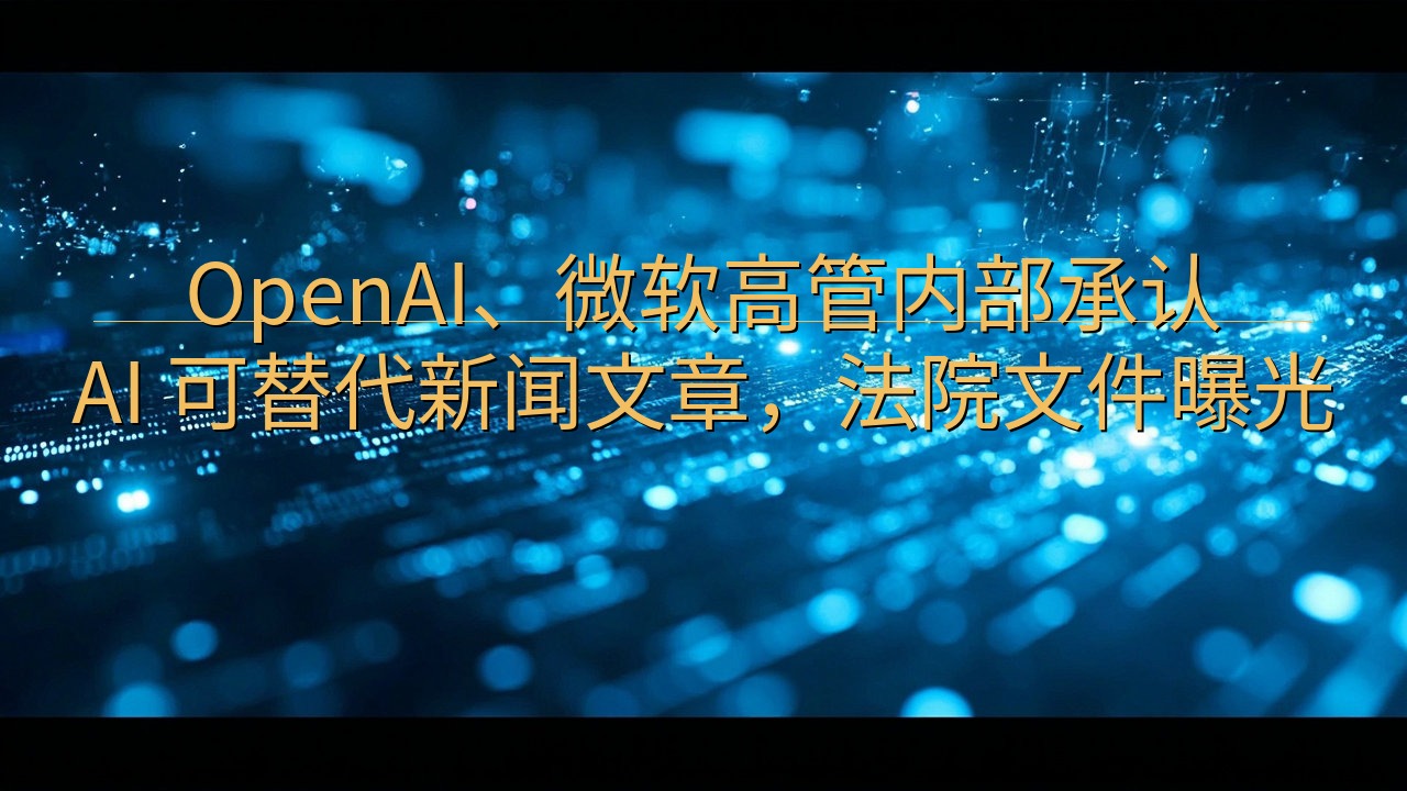 ​OpenAI、微软高管内部承认 AI 可替代新闻文章，法…