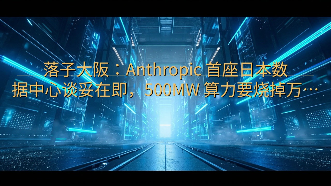 落子大阪：Anthropic 首座日本数据中心谈妥在即，5…