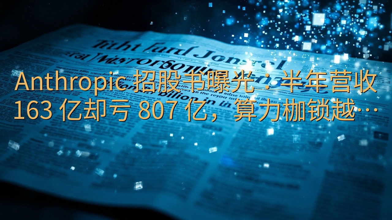 Anthropic 招股书曝光：半年营收 163 亿却亏 …