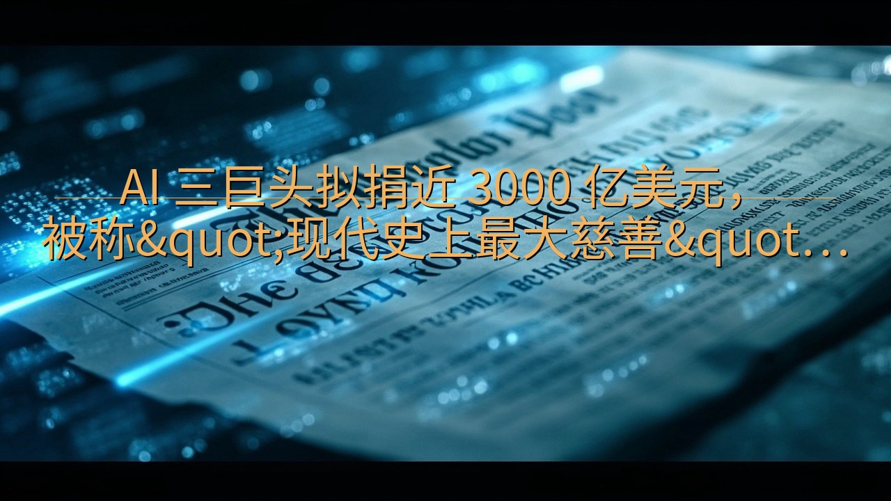 AI 三巨头拟捐近 3000 亿美元，被称"现代…