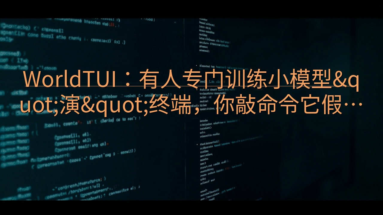 WorldTUI：有人专门训练小模型"演&quo…